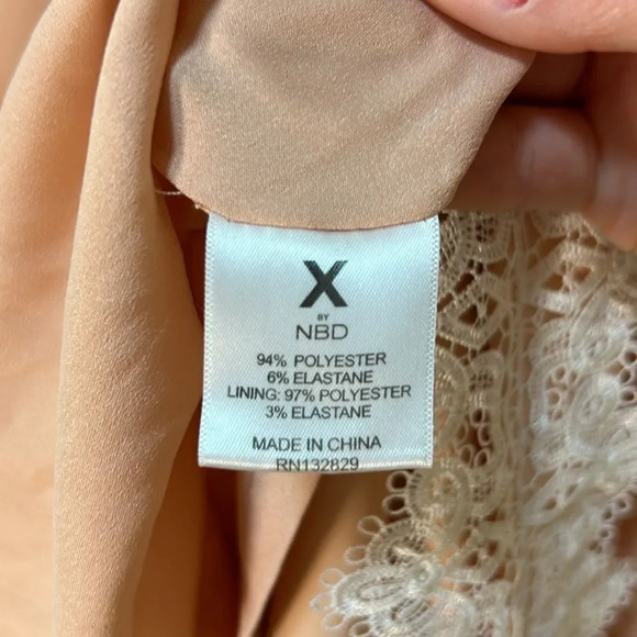 X by NBD - Women’s Mini Dress, “Paris” Lace, Flouncy Ruffle - Pink Blush, Small - Picture 16 of 17